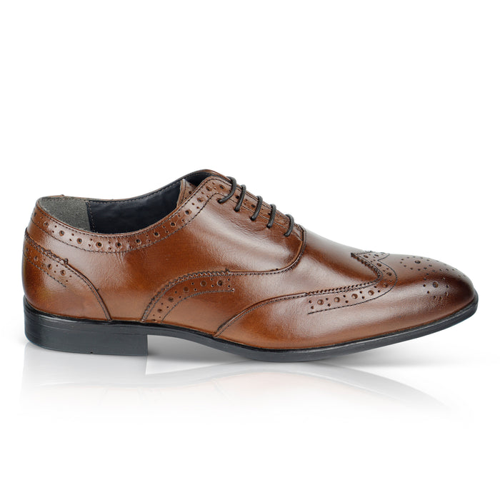 Oxford Leather Brogue Oxfords Shoes - Brown