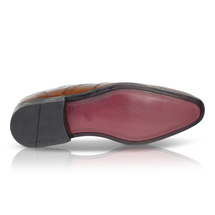 Oxford Leather Brogue Oxfords Shoes - Brown