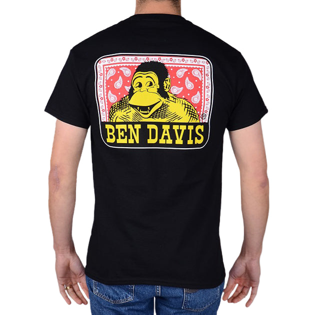 Ben Davis paisley logo t-shirt in black, rear view of the print