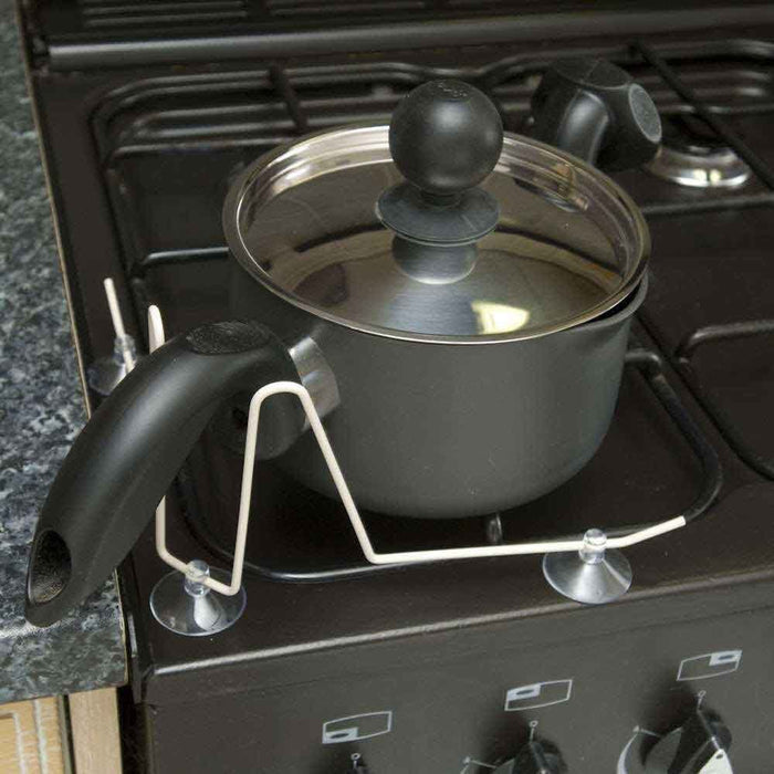 Close-up of a feature of Pan Handle Holder.