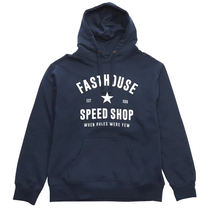 Fasthouse Paragon hooded pullover in navy, front view