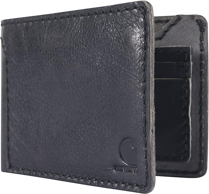 Carhartt black Patina leather bifold wallet, alternate view of the interior