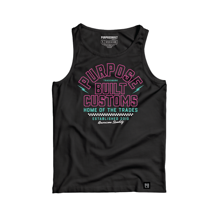 Purpose-Built Customs retro tank top in black, big and tall sizing