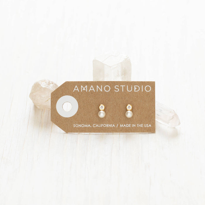 Pearl + Crystal Stud Earrings