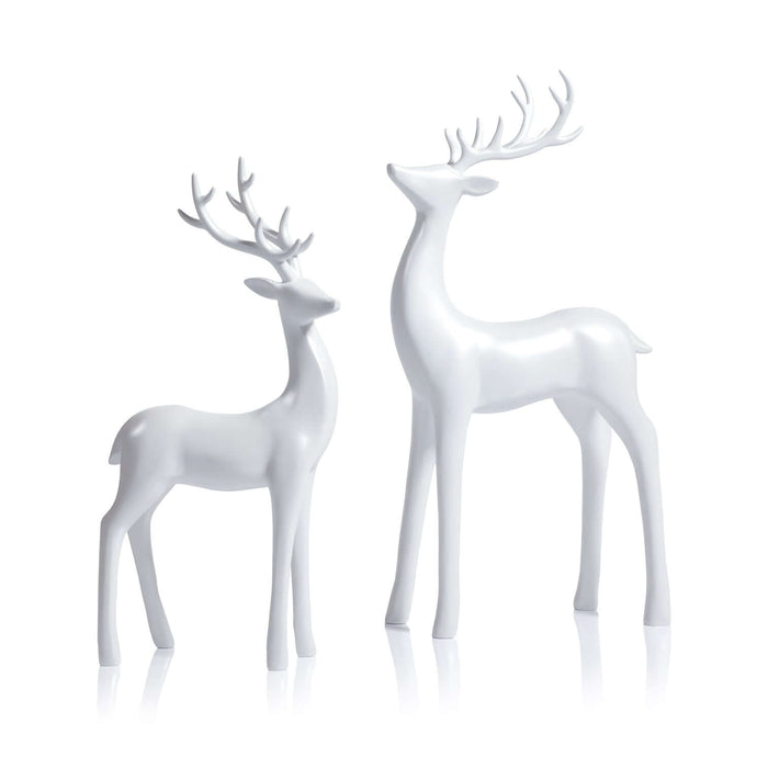 Pearl White Deer - Set of 2 Assorted - Christmas Decor by Carlyle Avenue