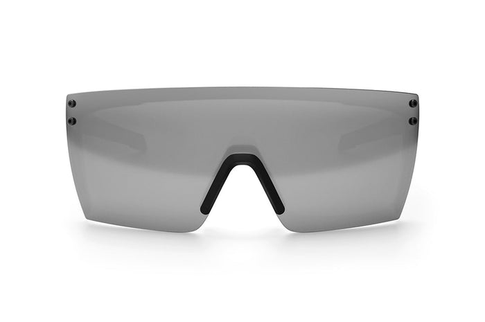 Heat Wave Visual Performance Lazer Face Z87+ matte black, front view of the polarized silver lens
