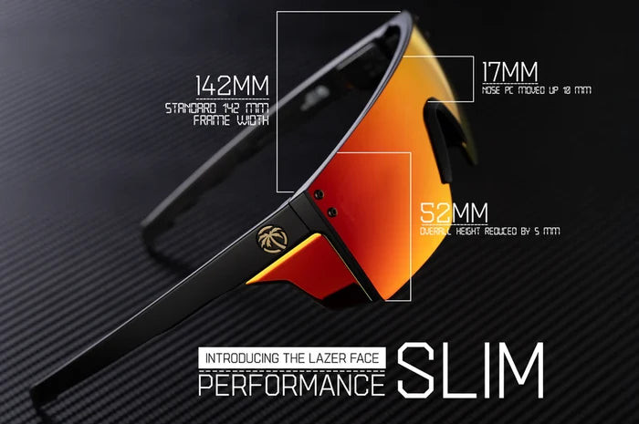Frame measurement diagram for the Heat Wave Performance Lazerface Slim safety glasses