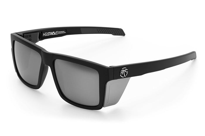 Heat Wave Visual Performance Vise ANSI Z87+ safety sunglasses in matte black with polarized silver lens and side shields
