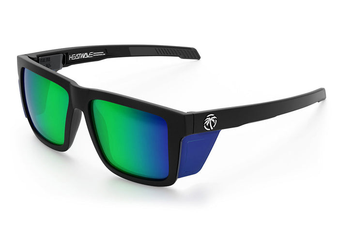 Heat Wave Visual Performance XL Vise ANSI Z87 safety sunglasses in matte black with polarized Piff lens and side shields