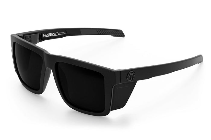 Heat Wave Visual Performance XL Vise ANSI Z87+ safety sunglasses in matte black with ultra black lens and side shields