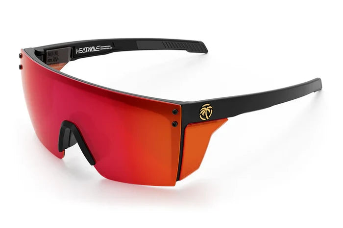 Heat Wave Visual Performance Lazer Face Z87+ with firestorm lens and side shields, angled view
