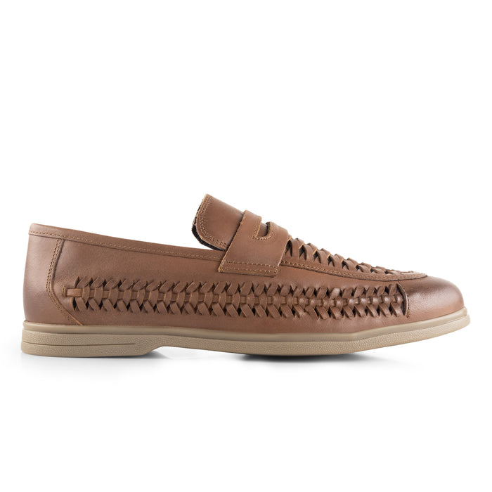 Perth Leather Woven Loafers - Brown