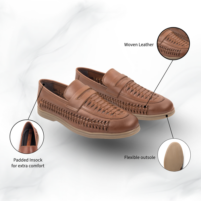 Perth Brown Woven Leather Loafer (1)