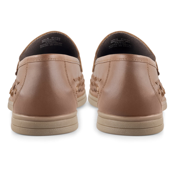 Perth Leather Woven Loafers - Brown