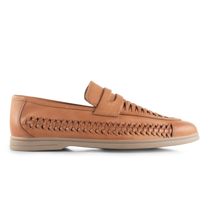 Perth Leather Woven Loafers - Tan