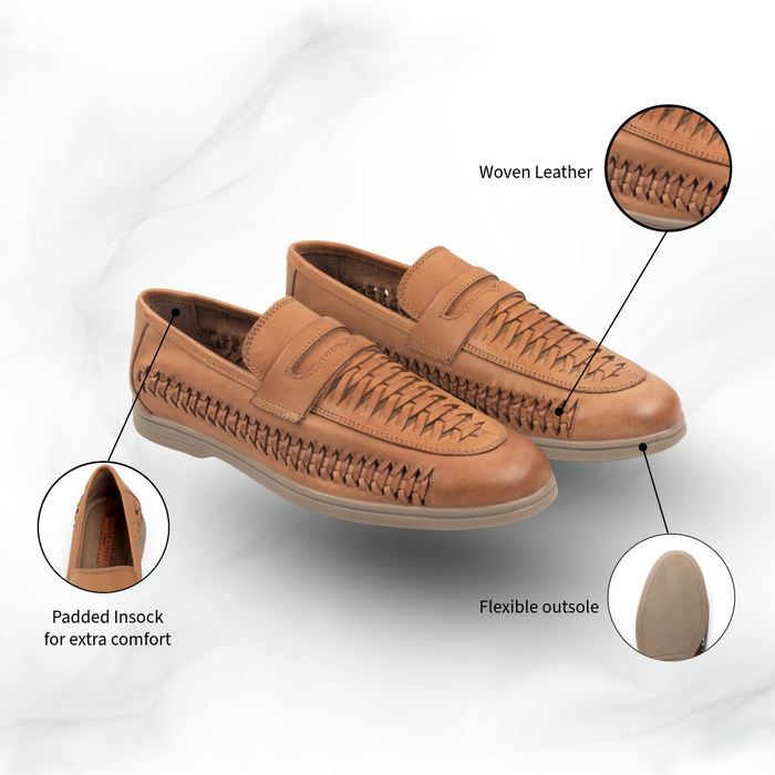 Perth Tan Woven Leather Loafer (1)