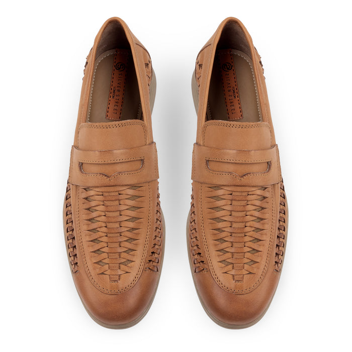 Perth Leather Woven Loafers - Tan