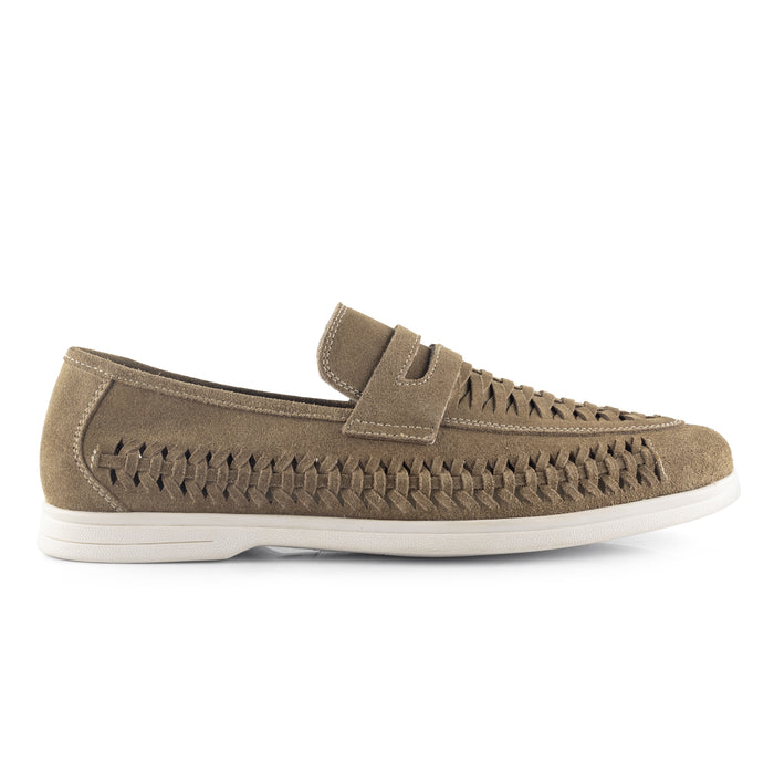 Perth Suede Leather Woven Loafers - Butter Brown