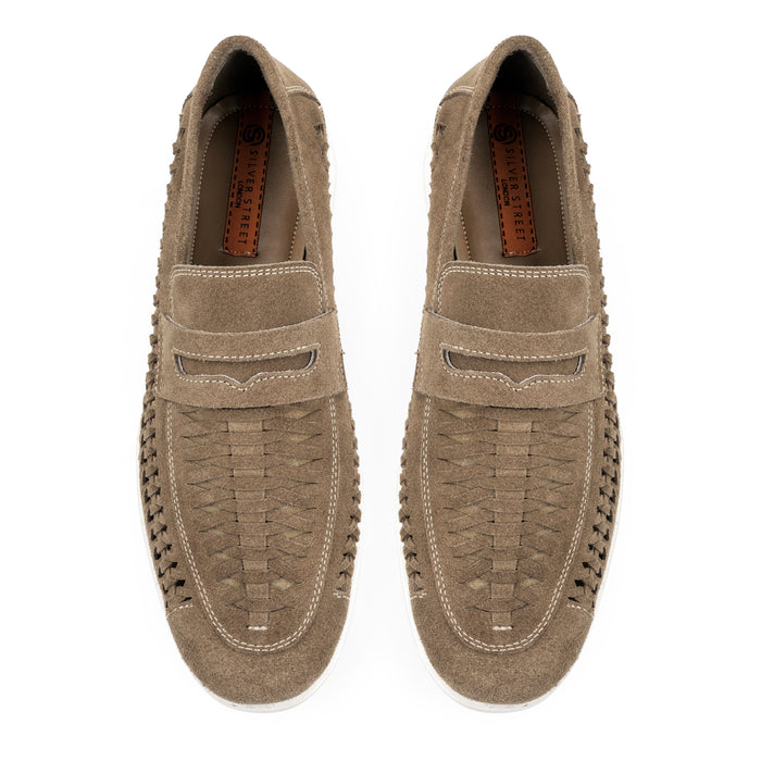 Perth Suede Leather Woven Loafers - Butter Brown