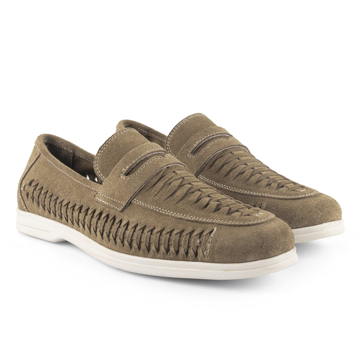 Perth Suede Leather Woven Loafers - Butter Brown
