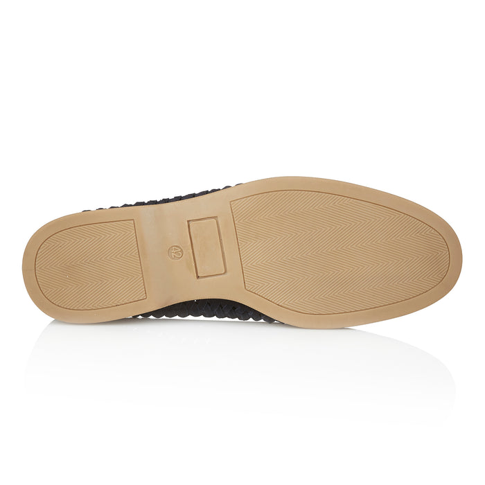 Perth Suede Leather Woven Loafers - Navy