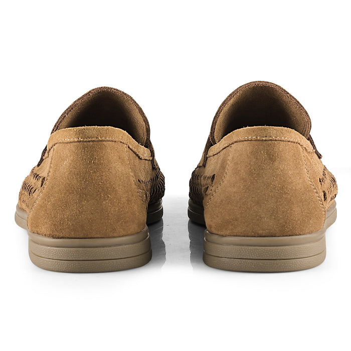 Perth Suede Leather Woven Loafers - Tan