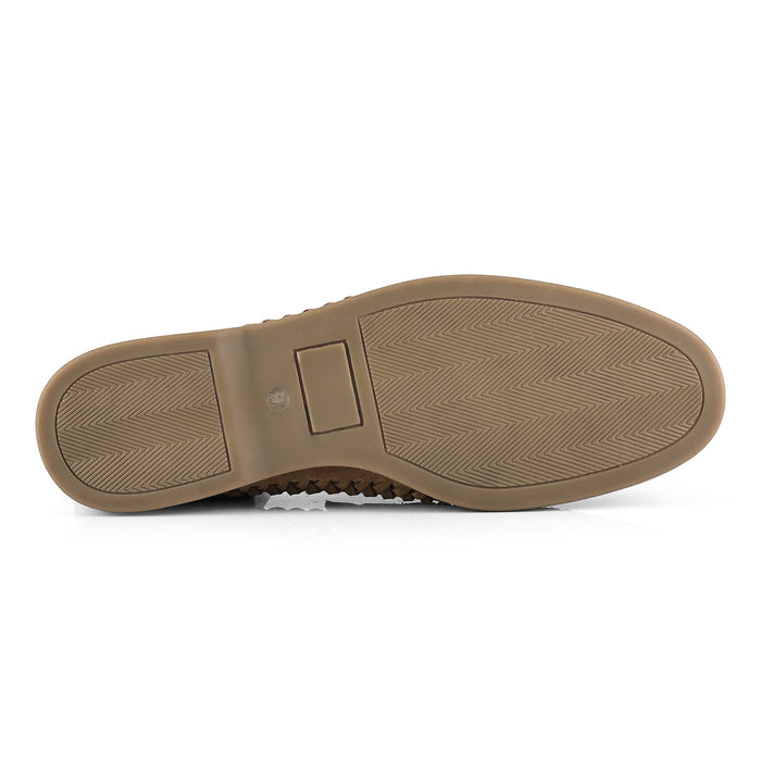 Perth Suede Leather Woven Loafers - Tan