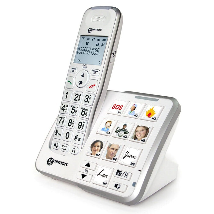 Full view of PhotoDECT Big Button Cordless Photophone with large buttons and clear display on a plain background.
