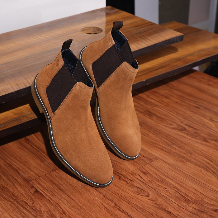 Pimlico Suede Leather Chelsea Boots - Cognac