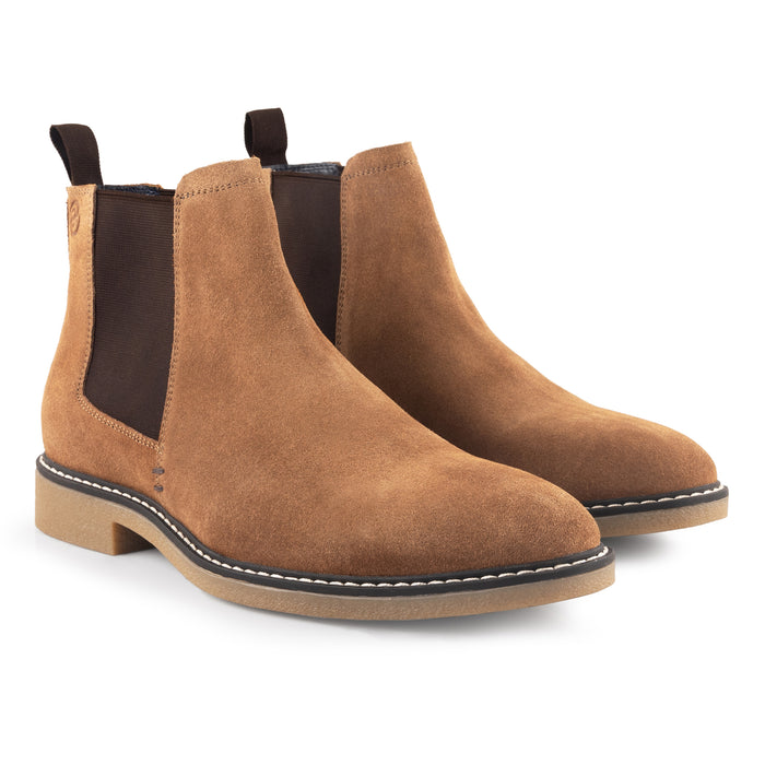Pimlico Suede Leather Chelsea Boots - Cognac