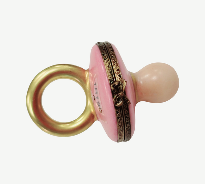 Pink Porcelain Baby Pacifier Porcelain Limoges baby limoges box babies maternity French Trinket Box