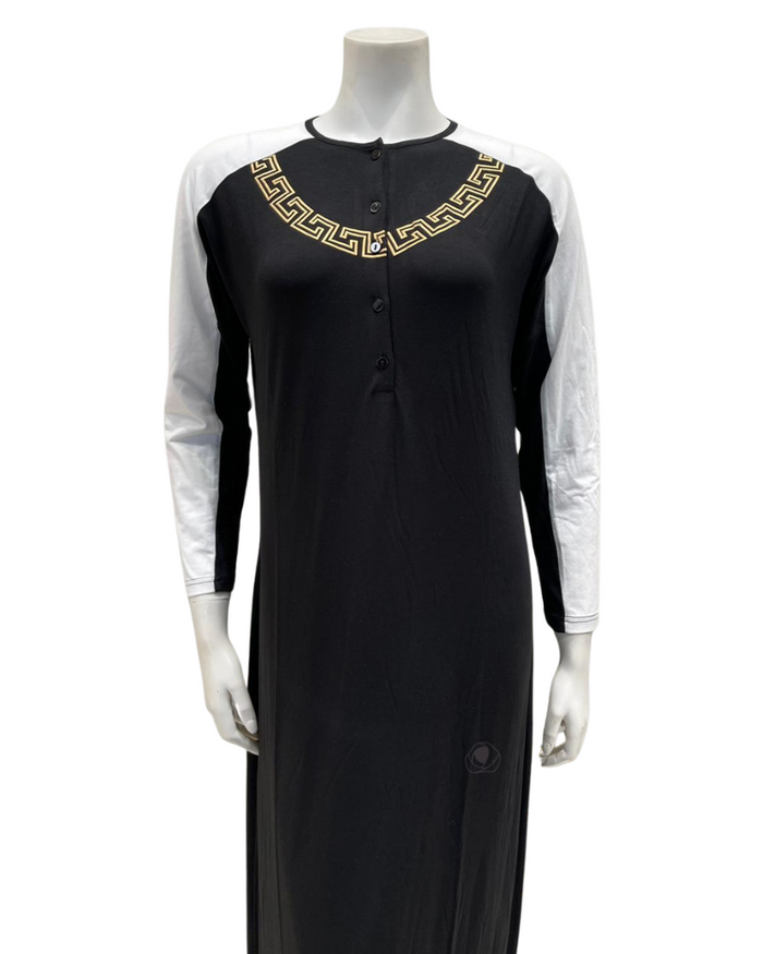 Chicolli N5013-24A Silicon Print Cotton Button Down Nightgown myselflingerie.com