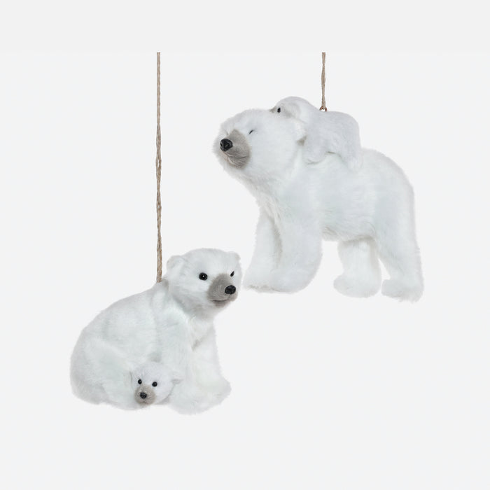 Polar Bear with Baby Ornament, Set of 2 Assorted