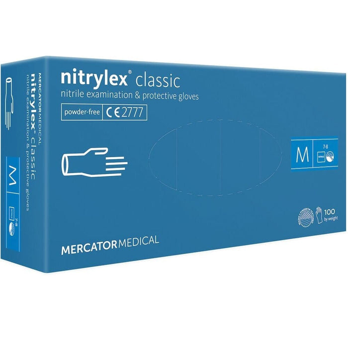 Close-up of the seams and fabric texture of Powder Free Blue Disposable Nitrile Gloves gloves, highlighting comfort and support.
