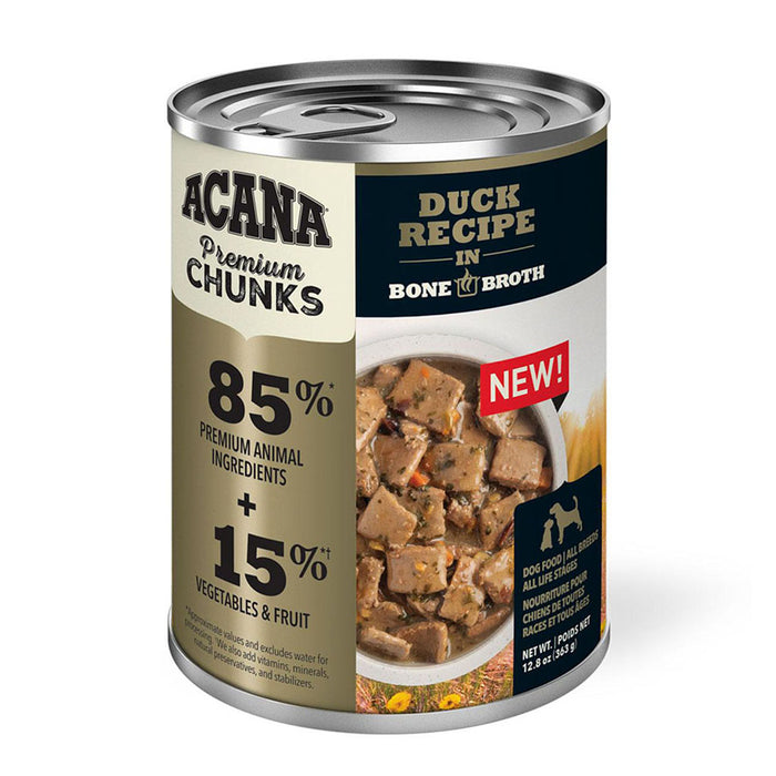 Premium Chunks Duck in Bone Broth Canned Food for Dogs 12.8oz