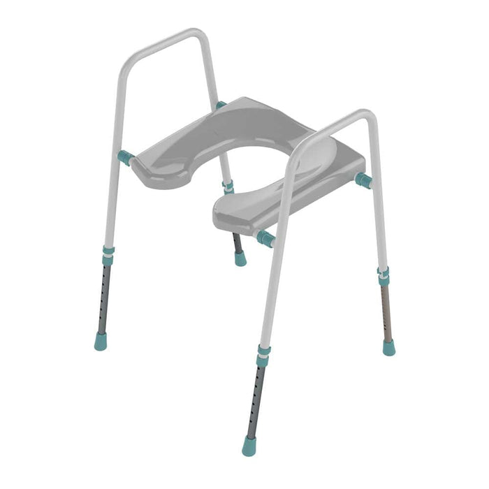 Image of Prima Flat Pack Toilet Frame and Horseshoe Seat on a plain background.