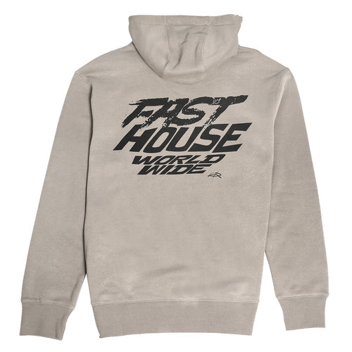 Fasthouse Primer hooded pullover in warm gray, back view