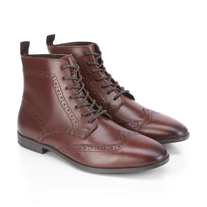 Puttridge Leather Lace up Boots - Wine