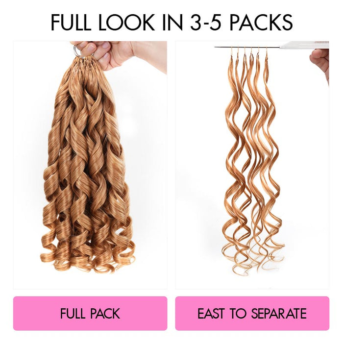 QVR French Curl Feather Crochet Human Hair Honey Blonde Miracle Knots Crochet Weave Hair Extensions