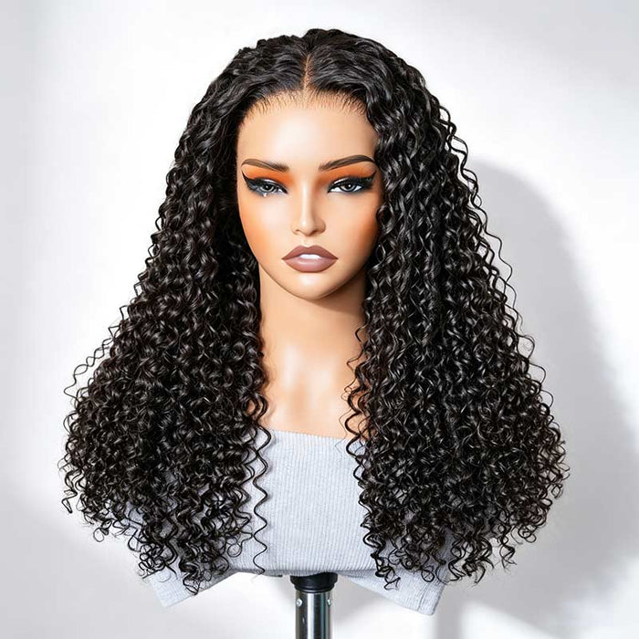 QVR Glueless Water Wave Lace Front Wig Voluminous Human Hair Wigs