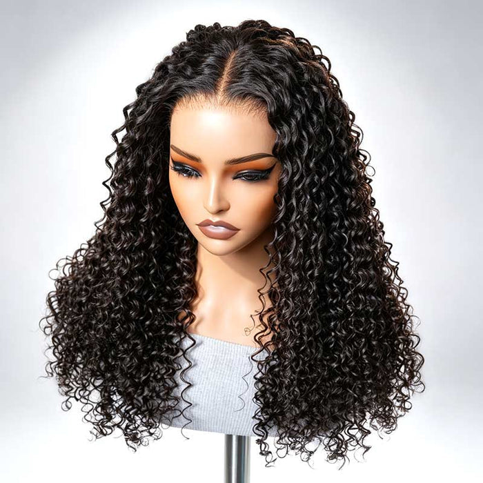 QVR Glueless Water Wave Lace Front Wig Voluminous Human Hair Wigs