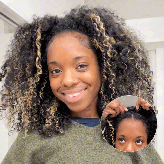 #1B/27/30 Kinky Curly V Part Wig
