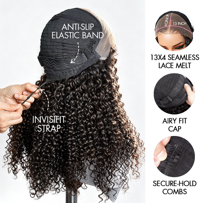 QVR Wear and Go Glueless Jerry  Curly Lace Front Wig Full Density Human Hair Wigs For Black Women