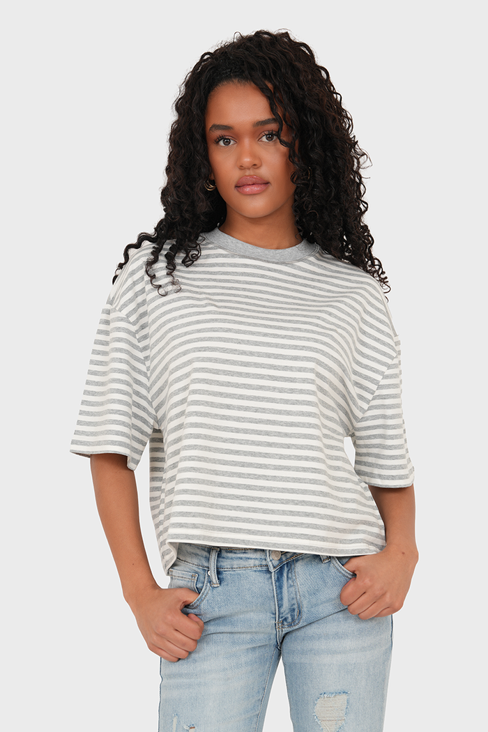 “Rae” striped t-shirt grey