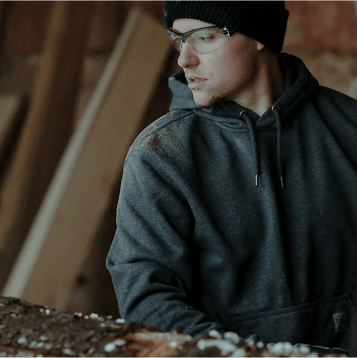 Carhartt Rain Defender heavyweight hooded sweatshirt in carbon heather, alternate view