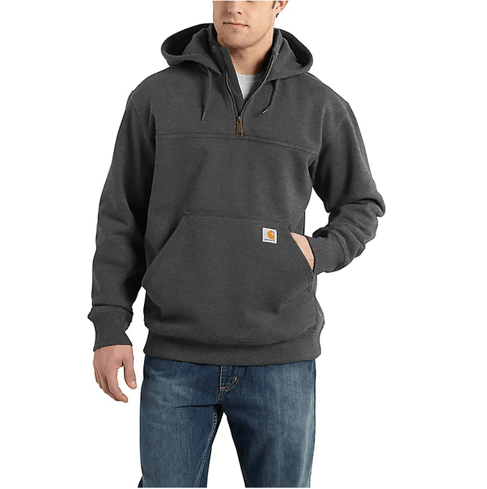 Carhartt Rain Defender heavyweight quarter zip hoodie in carbon heather, big and tall sizes
