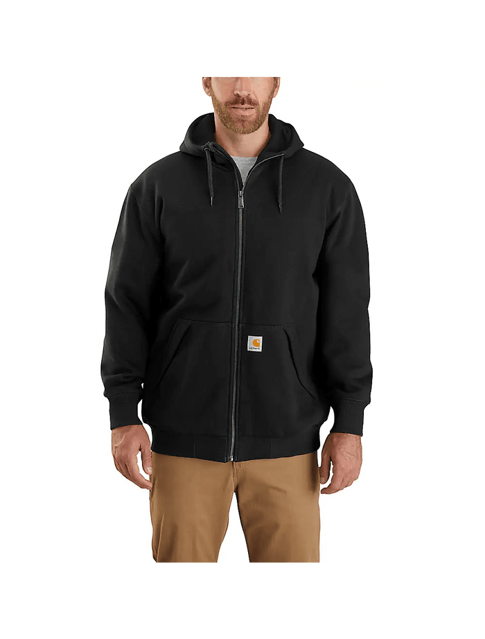 Carhartt Rain Defender thermal lined full zip sweatshirt in black, big and tall sizes