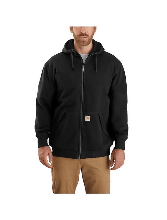 Carhartt Rain Defender thermal lined full zip sweatshirt in black, big and tall sizes