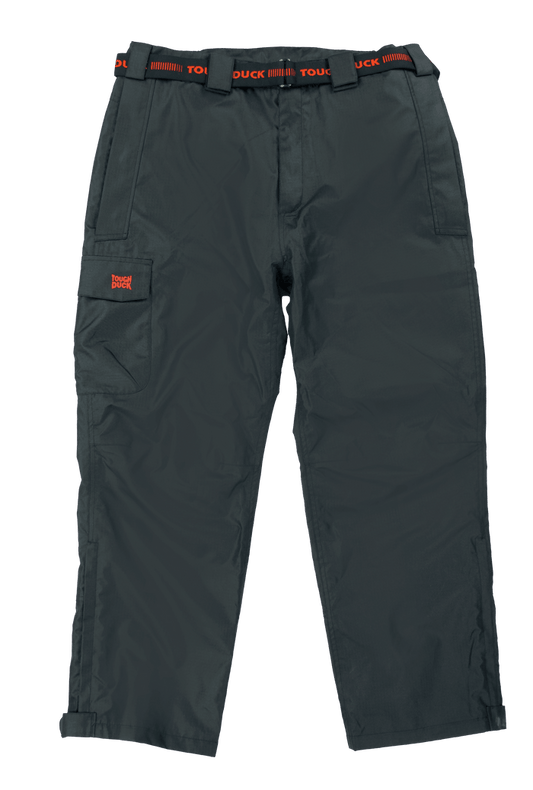 Tough Duck rain waist pant in black, front view