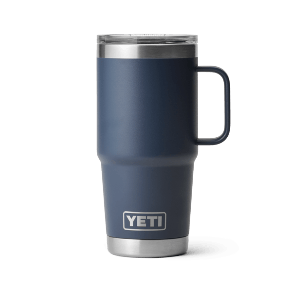 YETI Rambler 30 oz travel mug in navy with Stronghold lid and side handle